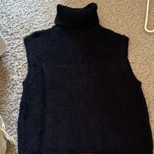 Black Turtleneck Sleeveless Sweater
